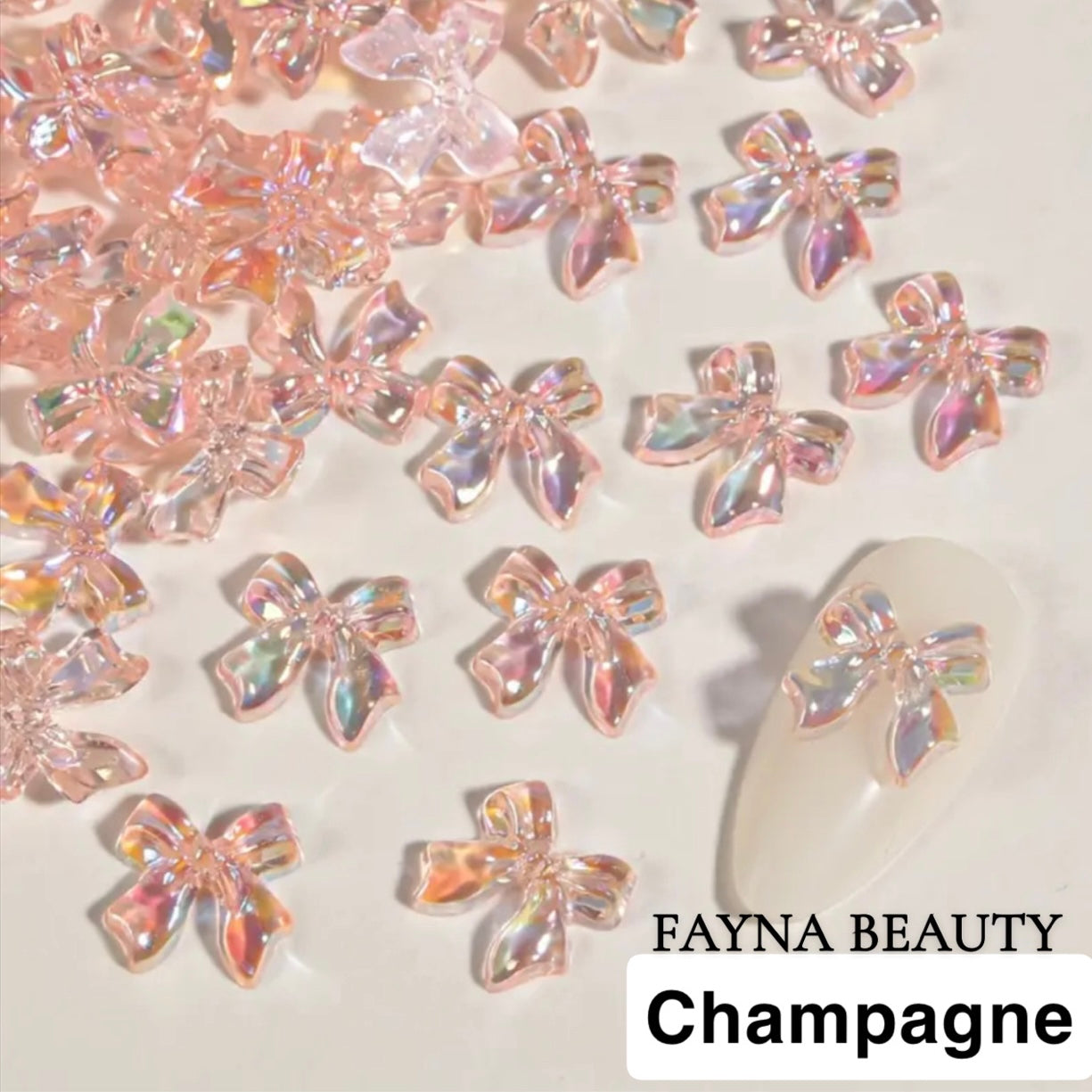 Bow Charm HOLO Champagne