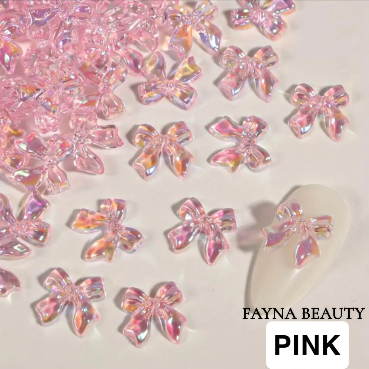 Bow Charms HOLO Pink
